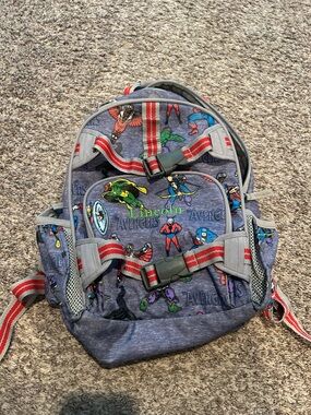 Pottery Barn Kids Blue Avengers Print Backpack with Red Accents